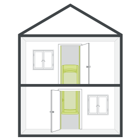 Cupboard installation<br />
completely hidden by installing it inside an airing cupboard or wardrobe for ultimate discreetness.