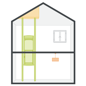 Sloping/vaulted ceilings<br />
installation Our vertical rails need to fix to a horizontal surface. But do not worry if you have a vaulted ceiling. Stiltz building teams can provide subtle solutions to overcoming pitched roof installations.